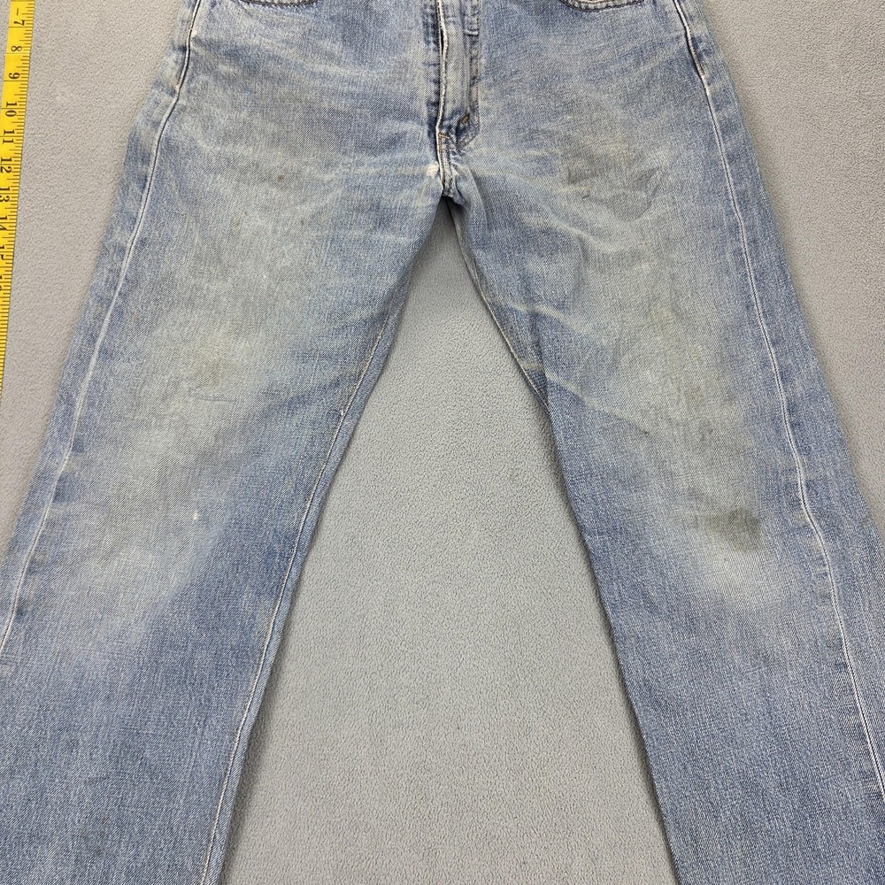 Levis Jeans Mens Selvedge Blue Light Wash Regular Straight Whiskers Fits 28x26 - Picture 10 of 16